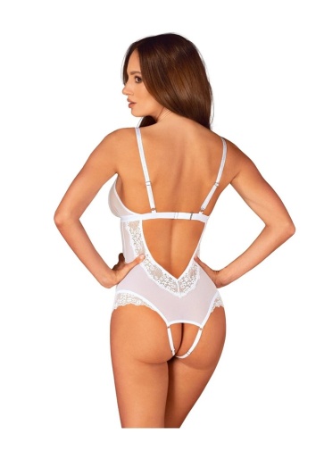 Obsessive - Heavenlly Crotchless Teddy - White - M/L photo