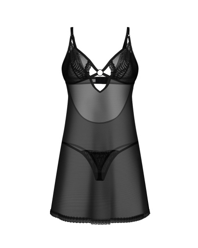 Obsessive - Alliane Chemise & Thong - Black - L/XL 照片
