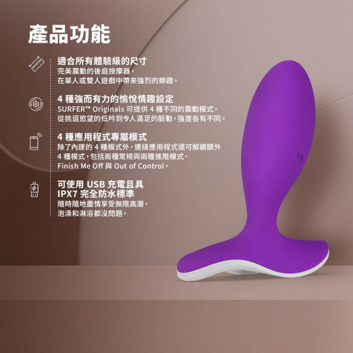 Presenting LELO Originals, a collection designed for tho... Lelo - Surfer Originals APP Prostate Massager - Purple photo