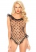 Leg Avenue - Sheer Mesh Sweetheart Ruffle Teddy - Black - L photo