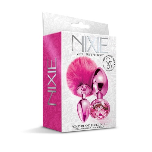Nixie - Pom Pom Metal Plug Set - Pink photo