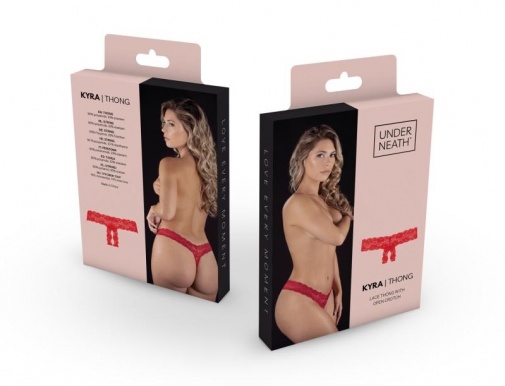 Underneath - Kyra Crotchless Thong - Red - L/XL photo