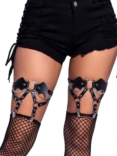 Leg Avenue - Bat Wing Thigh Garters - Black photo