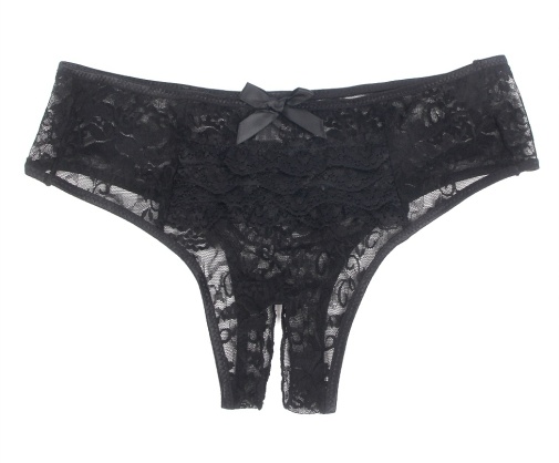 Ohyeah - Lace Crotchless Panty - Black - 2XL photo