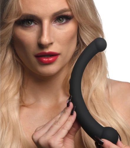 Master Series - Vibra-Crescent Double Dildo - Black photo